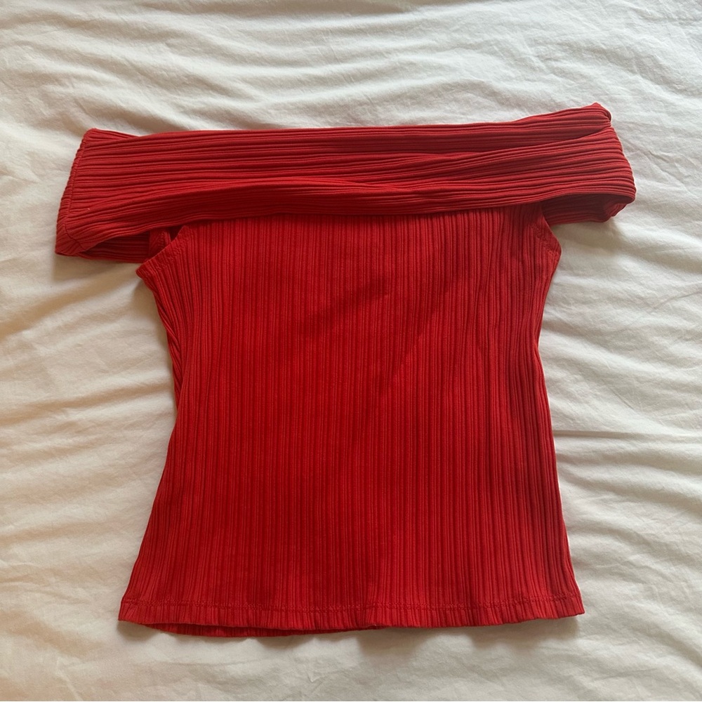 Madewell off shoulder red top